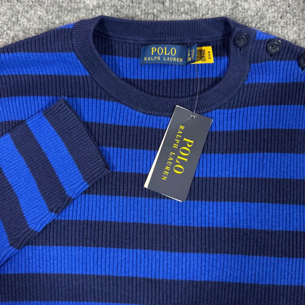 Polo Ralph Lauren Striped Ribbed Knit Shoulder Button Sweater Cachmere Men S NEW